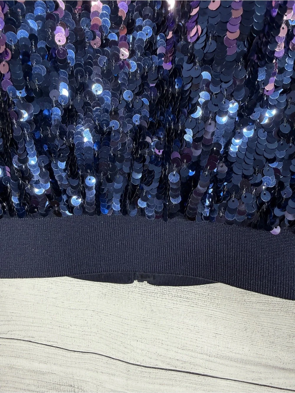 H&M Girls Ombre Sequin Bomber Jacket Silver Purple Navy Blue Size 7
